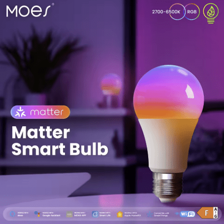 MOES Tuya Matter WiFi E27 Smart Lamp Dimbaar Led-licht 16 miljoen RGB-kleuren - Image 2