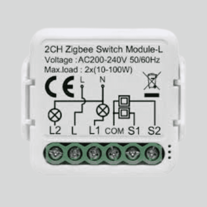 Tuya ZigBee 3.0 inbouwschakelaar 2 kanaals zonder neutrale draad